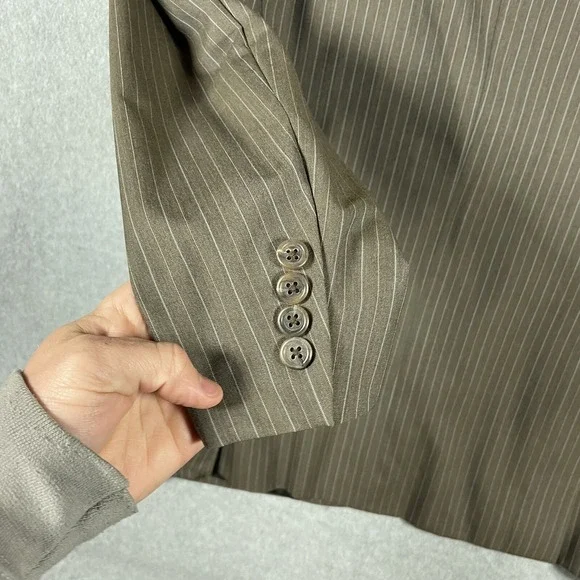 Burberry London 100% Wool Brown Striped Men's Blazer Sport Jacket 40R + Pants - Picture 8 of 14